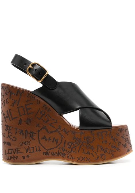 Sandali Con Zeppa Maxime Neri CHLOÉ | C24A02YLU001