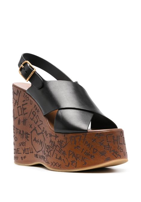 Sandali Con Zeppa Maxime Neri CHLOÉ | C24A02YLU001