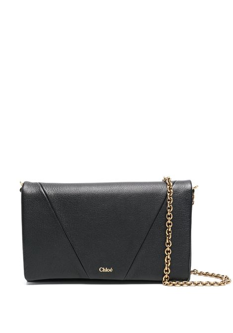 Portafoglio Con Patta e Catena Chloé Spin In Pelle Nera CHLOÉ | C25SP495O37001