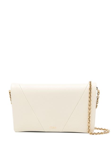 Portafoglio Con Patta e Catena Chloé Spin In Pelle Vegetal Beige CHLOÉ | C25SP495O3723N