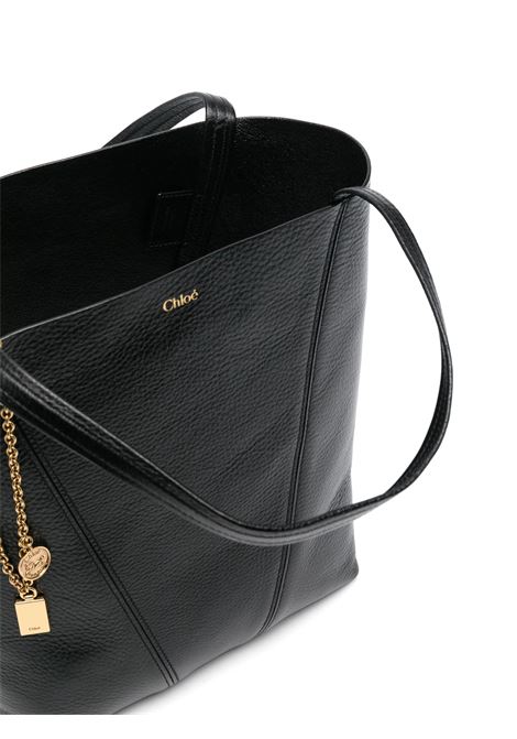 Tote Bag Chloé Spin In Pelle Granata Nera CHLOÉ | C25SS811N84001
