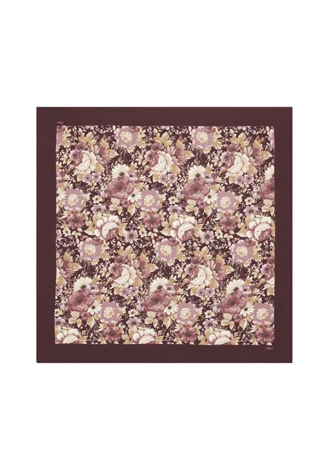 Foulard Quadrato Chloé Roses In Twill Di Seta Maroon Pink CHLOÉ | C25UT085TWI6BI