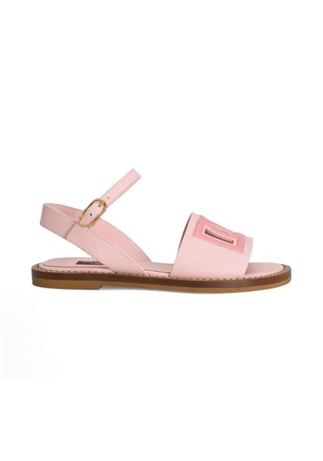Sandali In Pelle Rosa Con Logo DG Cut-Out DOLCE & GABBANA KIDS | Sandali | D11308-A11148B404