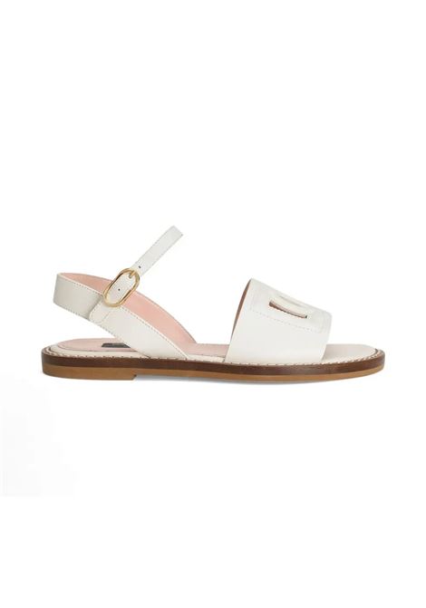 Sandali In Pelle Bianca Con Logo DG Cut-Out DOLCE & GABBANA KIDS | Sandali | D11308-A12238S936
