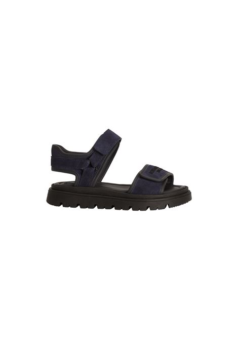Sandali In Crosta Blu Con Logo Ricamato DOLCE & GABBANA KIDS | Sandali | DA5284-A443489853