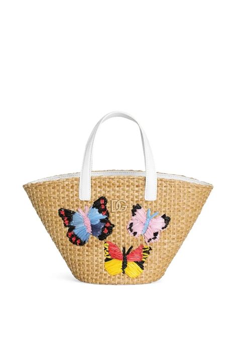 Coffa In Paglia Con Logo DG e Farfalle DOLCE & GABBANA KIDS | Borse | EB0249-AU373HC5KB