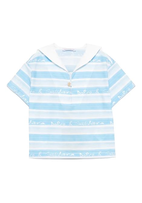 Light Blue Striped Poplin Shirt DOLCE & GABBANA KIDS | Shirts | L14S28-HS5SSHA5JS