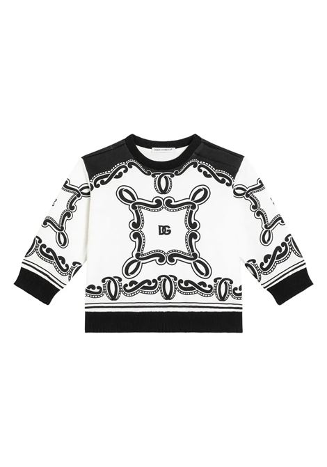 Felpa Girocollo Bianca Con Stampa Bandana DOLCE & GABBANA KIDS | Felpe | L1JWDO-II7FQHA9RB