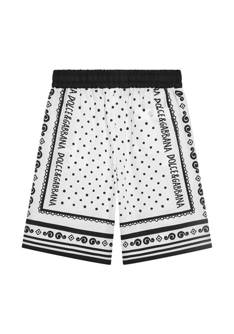 White Bermuda Shorts With Bandana Print DOLCE & GABBANA KIDS | Trousers | L43Q47-FI5KQHA9QB