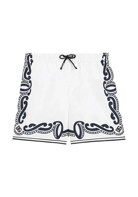 Costume Da Bagno Bianco Con Stampa Bandana DOLCE & GABBANA KIDS | Costumi da bagno | L4J818-0N04NHA9RB