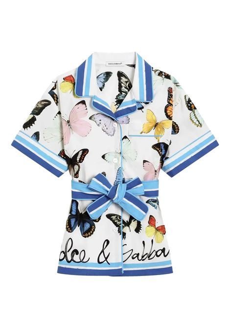 Butterfly Print Poplin Shirt DOLCE & GABBANA KIDS | Shirts | L55S65-FI5KSHB5KB