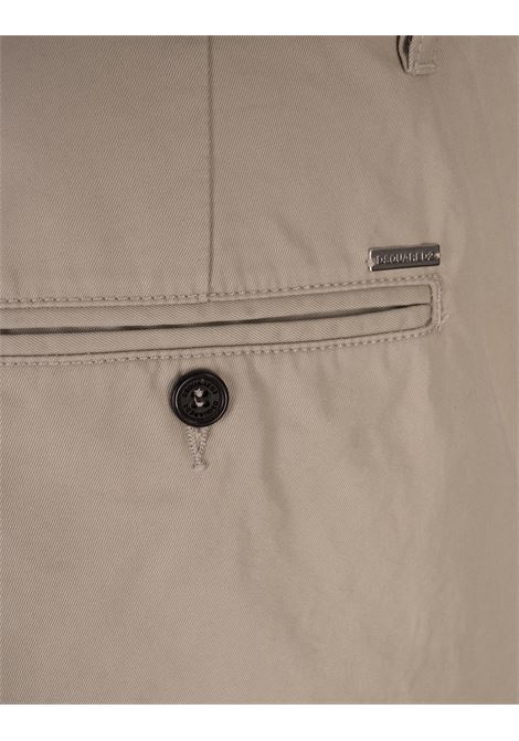 Pantaloni In Cotone One Pleat Mastic Beige DSQUARED2 | S71KB0684-S41794800
