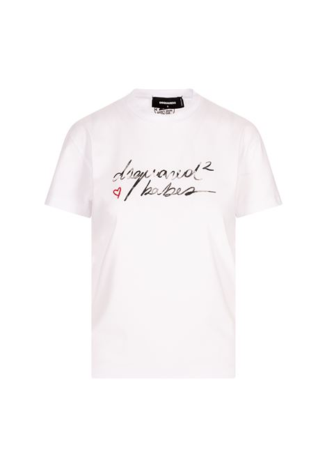 Wash Just Right Fit Dsquared2 Babes T-Shirt In Bianco DSQUARED2 | S72GD0571-D20020100