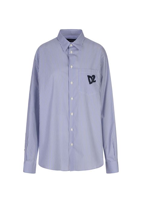 Summer Lovers Oversized Pinstripe Shirt DSQUARED2 | S73DL0280-D35285001S
