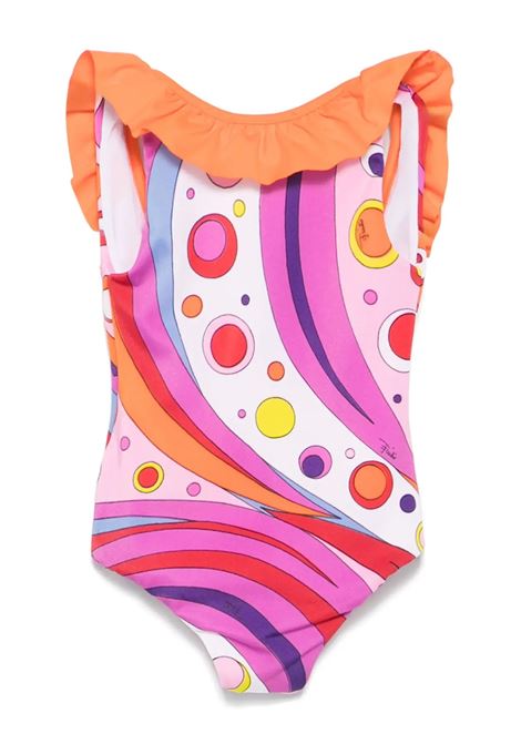 Costume Intero Con Balza e Stampa Fontane Multicolore EMILIO PUCCI JUNIOR | Costumi da bagno | PWC009-J0475437MC