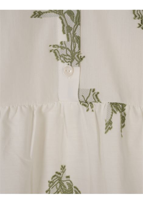 Printed Short Sleeve Mini Shirt Dress In White ERDEM | VC25-D49-IVFFCIVORY