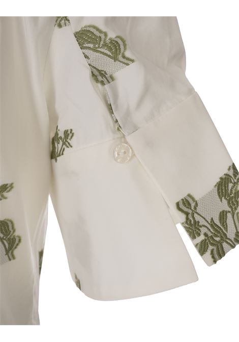 Printed Short Sleeve Mini Shirt Dress In White ERDEM | VC25-D49-IVFFCIVORY
