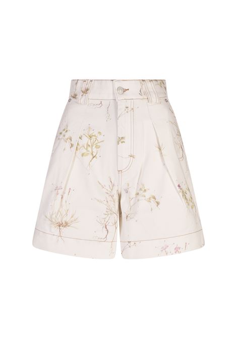 Printed White Denim Shorts ERDEM | Trousers | VC25-DETR3-WSBDSMALL BOTANICAL GARDEN WHITE
