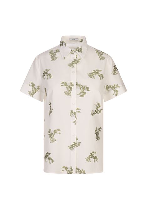 Camicia a Maniche Corte Bianco Stampato ERDEM | VC25-T20-IVFFCIVORY