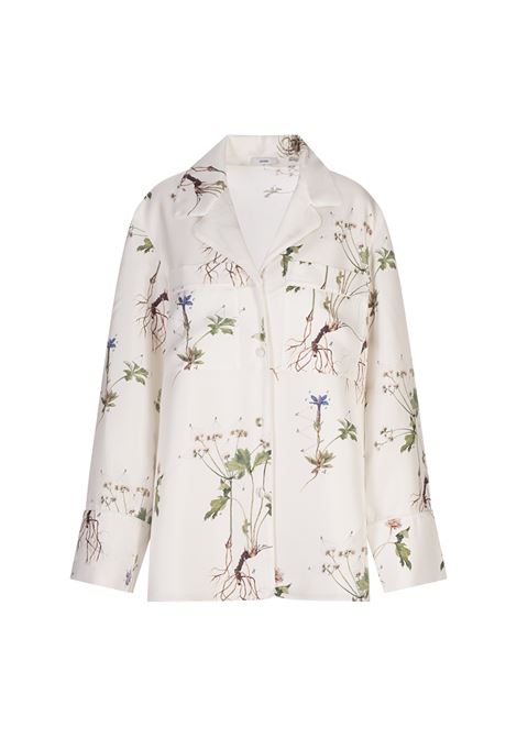 Printed Silk Pyjama Shirt ERDEM | Shirts | VC25-T28-WBFSTBOTANICAL GARDEN WHITE