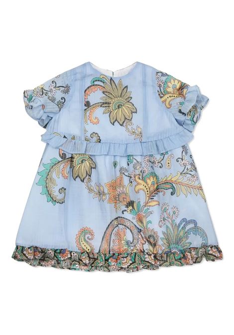 Light Blue Silk Blend Dress With Placed Print ETRO KIDS | Dress And Jumpsuit | GW1091-M0065685MC
