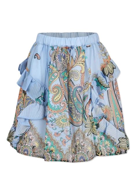 Light Blue Silk Blend Skirt With Placed Print ETRO KIDS | Skirts | GW7A50-M0065685MC