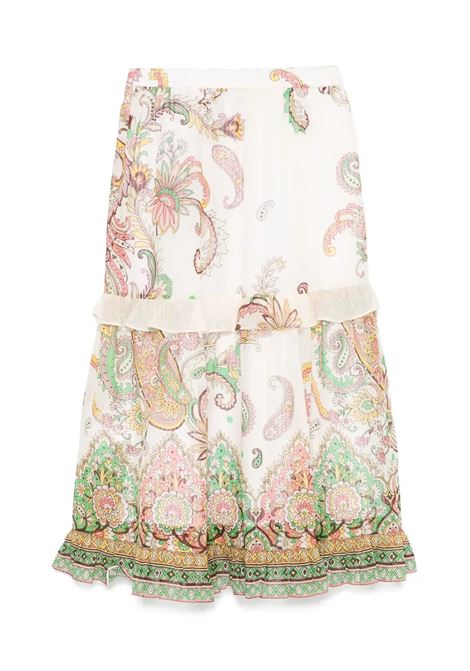 Gonna Lunga In Mussola Bianca Con Stampa Piazzata ETRO KIDS | Gonne | GW7A64-M0065105MC