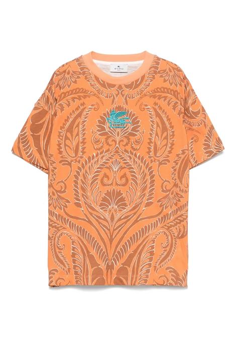 Orange T-Shirt With Paisley Print All-Over ETRO KIDS | T-Shirts | GW8P01-Z2081402BR