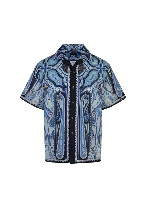 Camicia Bowling In Cotone Con Motivo Paisley Blu ETRO | MRIC0013-99SP5A8X0883
