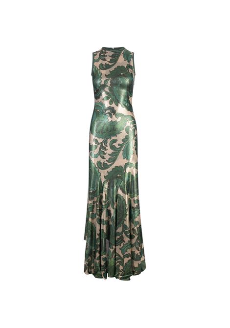Abito In Jersey Laminato Verde Con Maxi Stampa Paisley ETRO | WRHA0332-99IAS45X0801