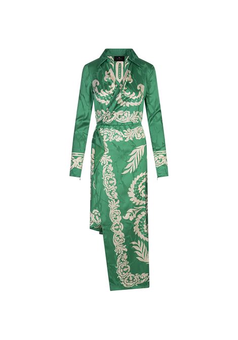 Abito a Portafoglio Con Stampa Floreale Stencil Verde ETRO | WRHA0344-99SP4E2X0891