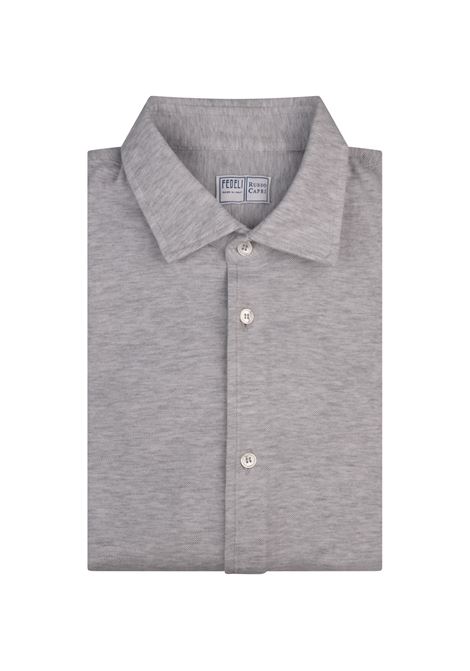 Camicia-Polo In Piquet Di Cotone Superlight Melange Grigia FEDELI | 002501