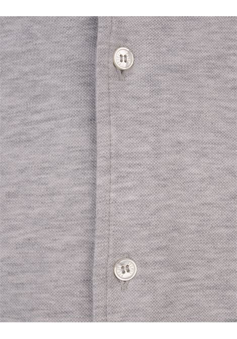 Camicia-Polo In Piquet Di Cotone Superlight Melange Grigia FEDELI | 002501