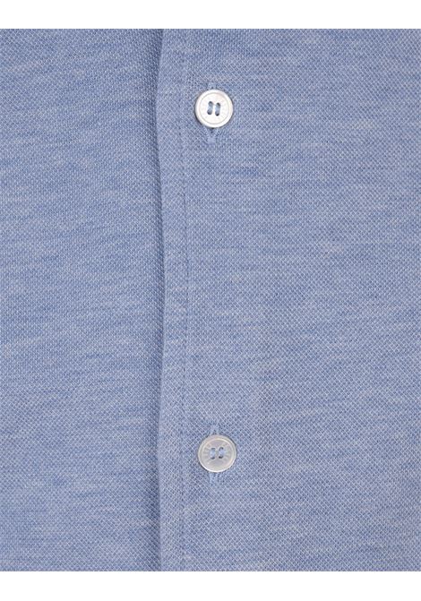 Camicia-Polo In Piquet Di Cotone Superlight Melange Azzurra FEDELI | 002504