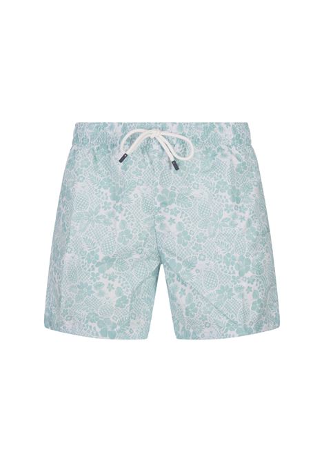 Swim Shorts Verde Acqua Con Pattern Tropicale FEDELI | 00318-C0993510