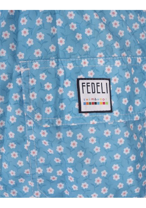 Swim Shorts Azzurri Con Micro Pattern Margherite FEDELI | 00318-C100001