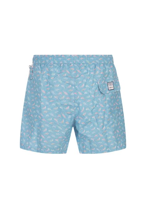 Swim Shorts Celesti Con Pattern Delfini Colorati FEDELI | 00318-C100924
