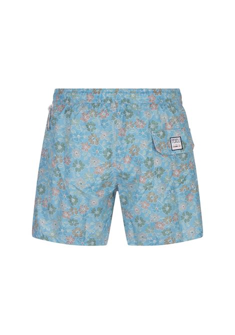 Swim Shorts Azzurri Con Pattern Di Fiori Multicolor FEDELI | 00318-C101181