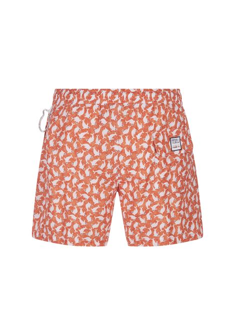 Swim Shorts Arancioni Con Pattern Di Foche FEDELI | 00318-C101254