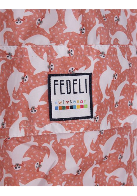 Swim Shorts Rossi Con Pattern Di Foche FEDELI | 00318-C101256