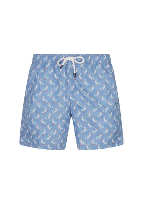 Swim Shorts Azzurri Con Pattern Di Pellicani FEDELI | 00318-C102343