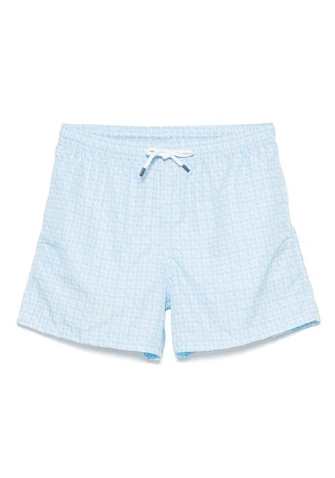 Light Blue Swim Shorts with Micro-Pattern FEDELI | 00318-F1001