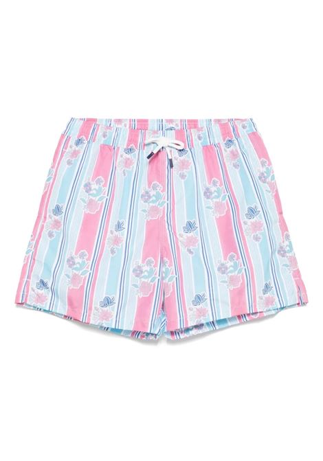 Pink Striped and Floral Swim Shorts FEDELI | 00318-F3119