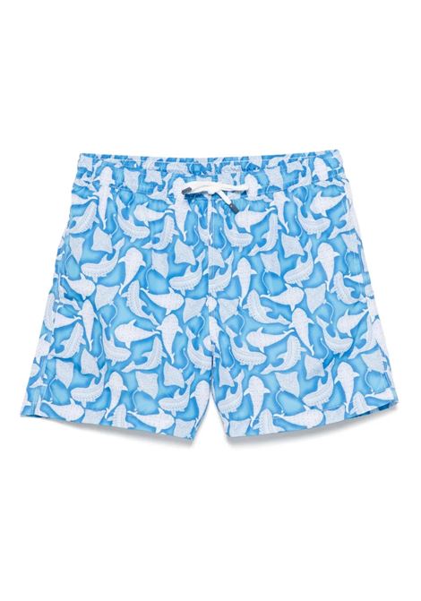 Light Blue Swim Shorts with Sharks FEDELI | 00318-F4129