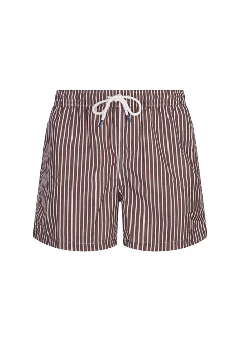 Swim Shorts A Righe Bianco e Marrone FEDELI | 00318-I1753420