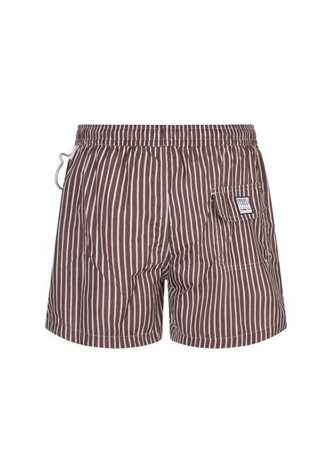 Swim Shorts A Righe Bianco e Marrone FEDELI | 00318-I1753420
