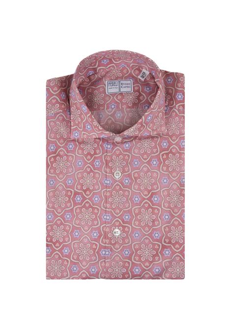Camicia Sean In Panamino Rosa Stampato a Fiori FEDELI | 00512-C0887124