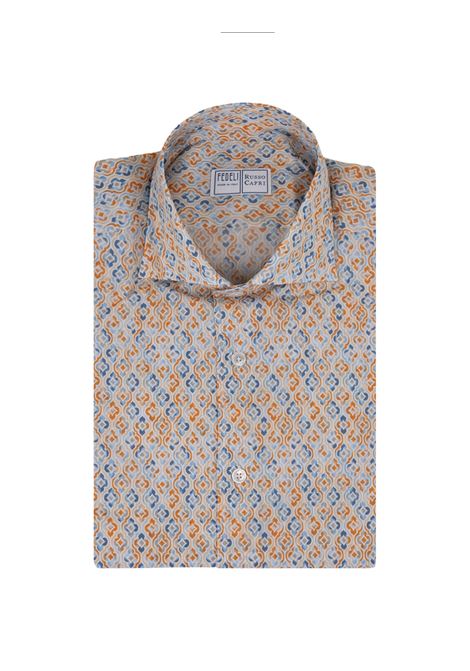 Camicia Sean In Panamino Stampato Maiolica Arancione FEDELI | 00512-C099332