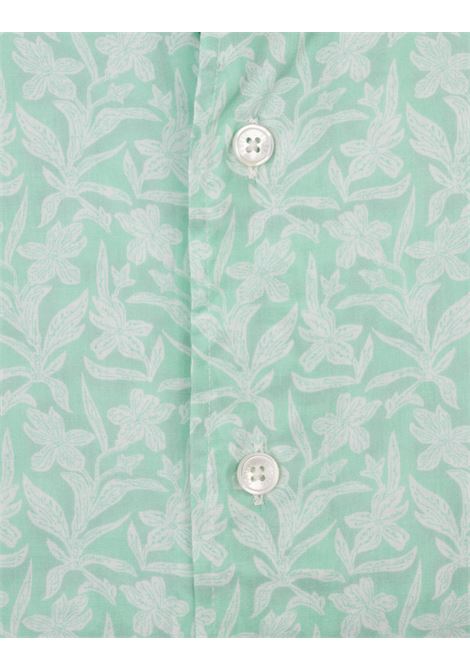 Camicia Sean In Panamino Verde Con Pattern Floreale FEDELI | 00512-F1239