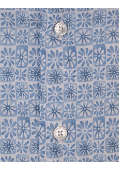 Camicia Sean In Panamino Stampato Maiolica Azzurro FEDELI | 00512-F1436